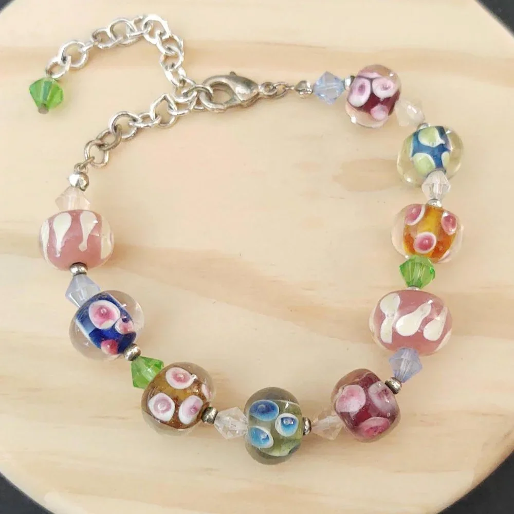 Arty glass and crystal bead bracelet - Picture 5 of 14